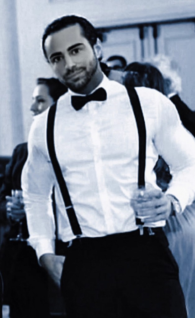 Carmine Gotti Agnello Jr formal dress white shirt black bow tie suspenders exclusive by Prince Andrei Ratiu